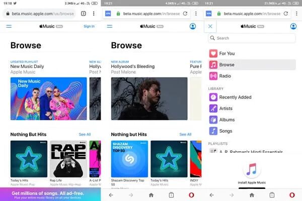 stream Apple Music in mobile browser