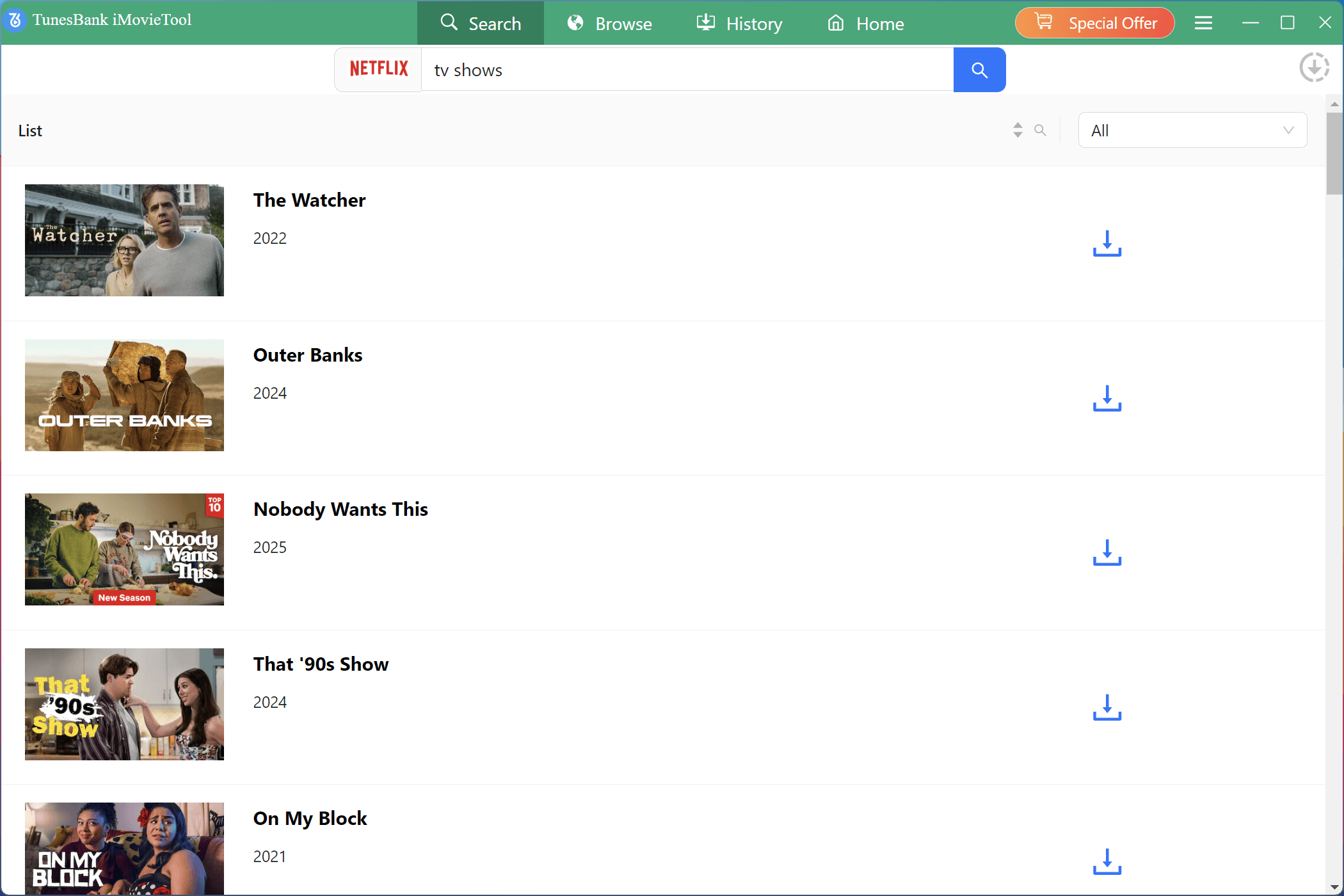 search netflix tv show