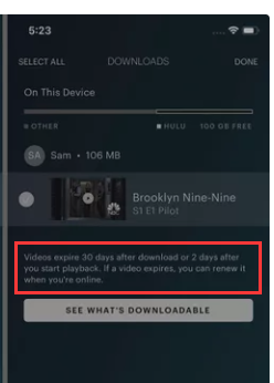 hulu downloads expire