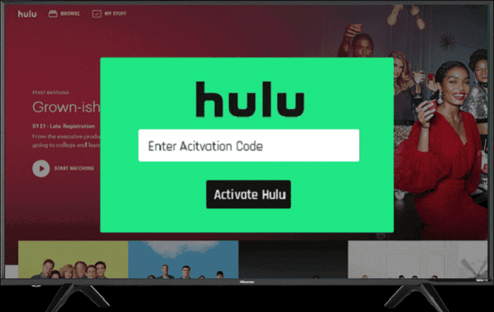 enter Hulu activation code on TV