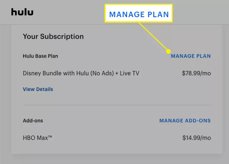 manage plan in hulu