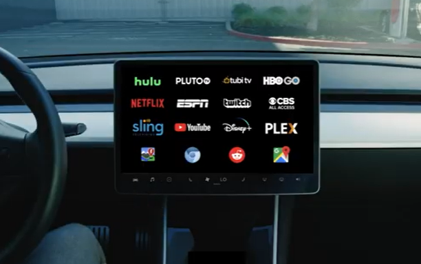 streaming app in Tesla