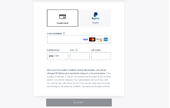 submit Hulu payment
